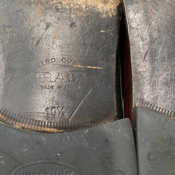 Prada Brown Leather Slip On Penny Loafers Men's 10.5 - Picture 7 of 9